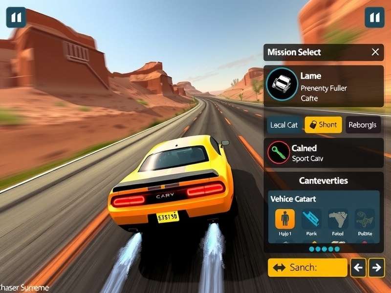 Chaser Supreme gameplay screenshot showing high-speed car chase